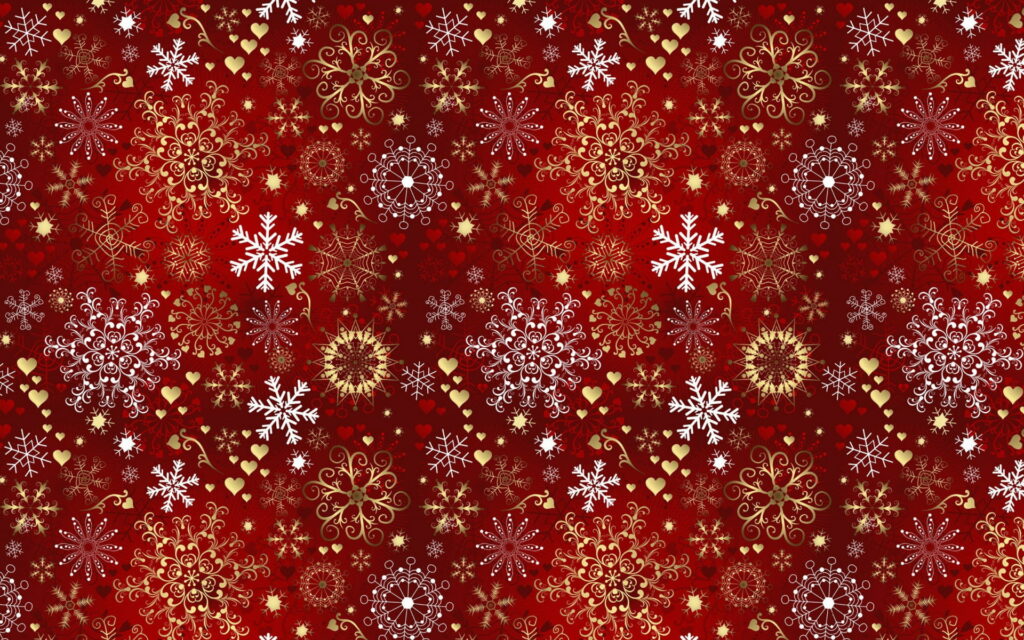 Vintage Snowflake Festive Wallpaper: Retro-Rich Red Christmas Texture with Delicate Snowflakes