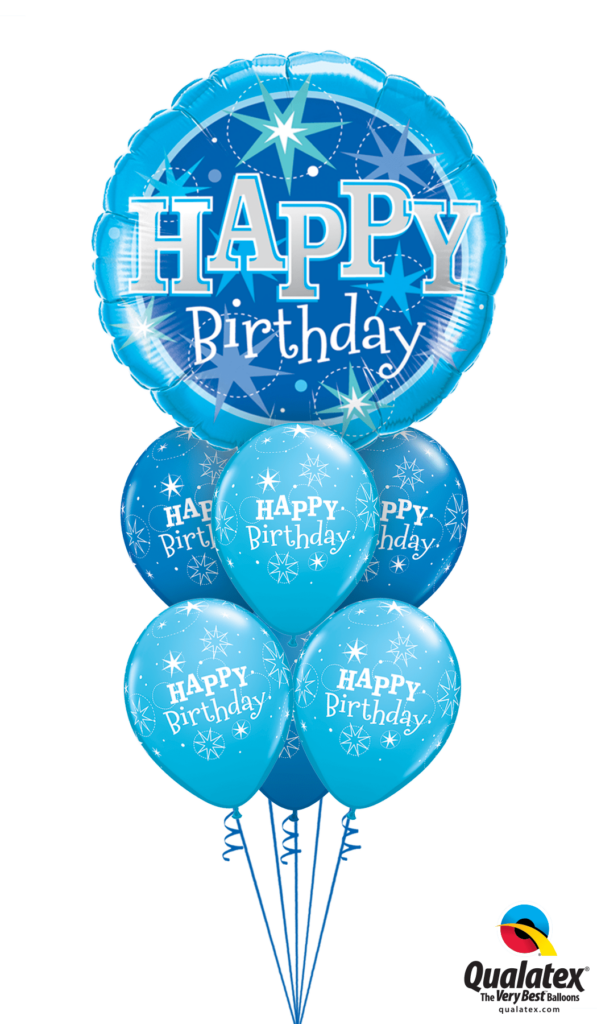 Festive Blue Balloons Happy Birthday Wallpaper - Cheerful Background