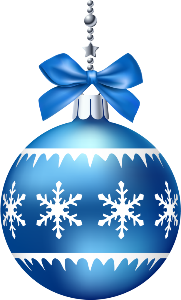 Festive Blue Christmas Ornament Wallpaper with Snowflakes & Ribbon