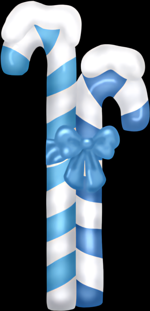 Blue & White Candy Cane Wallpaper with Shiny Bow on Transparent Background
