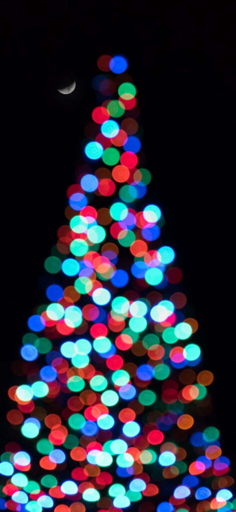 Festive Blurred Christmas Tree Wallpaper with Colorful Lights