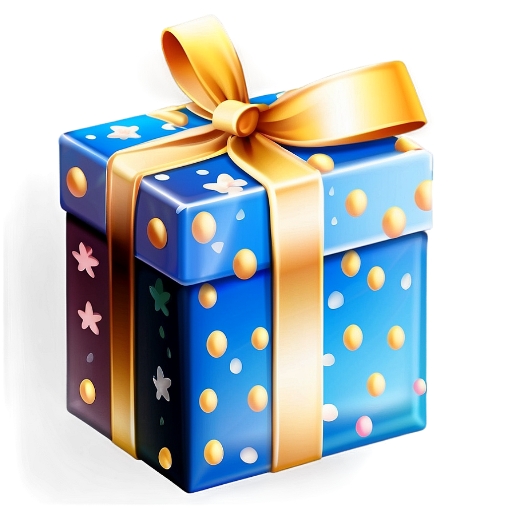 Colorful Cartoon Gift Box Wallpaper with Polka Dots & Gold Ribbon
