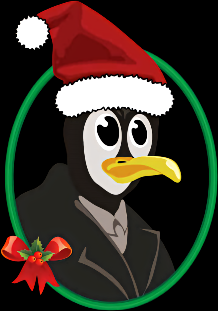 Festive Cartoon Penguin in Santa Hat - Holiday Wallpaper Delight