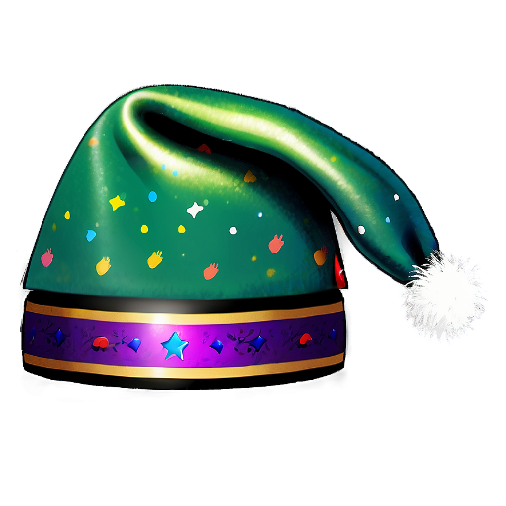 Festive Green Christmas Hat for Pets with Colorful Star Patterns Wallpaper