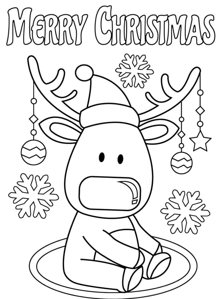Charming Cartoon Reindeer Wallpaper for Festive Holiday Coloring Fun