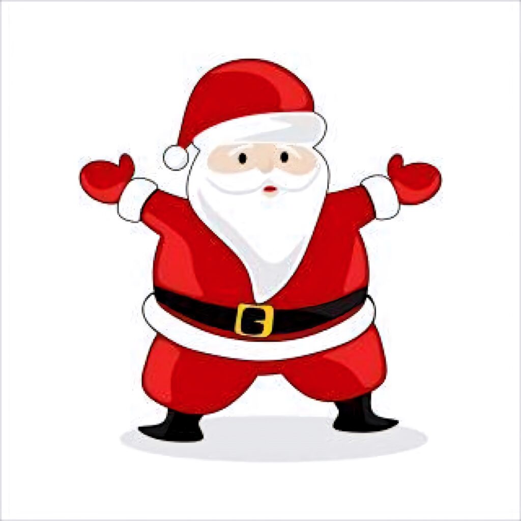 Festive Santa Claus Cartoon Wallpaper on White Background