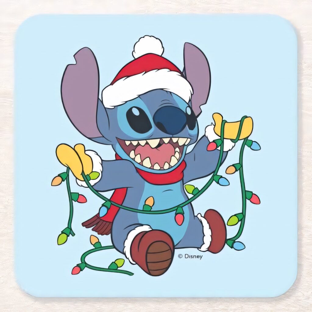 Festive Cartoon Santa Character with Lights - Cheerful Holiday Wallpaper