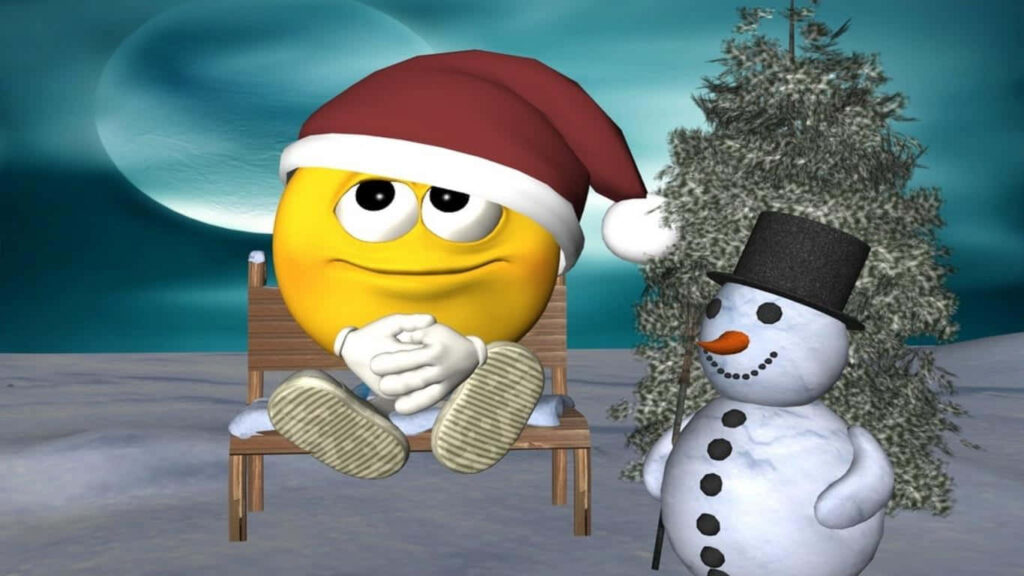 Festive M&M Santa Wallpaper with Snowman in Winter Wonderland