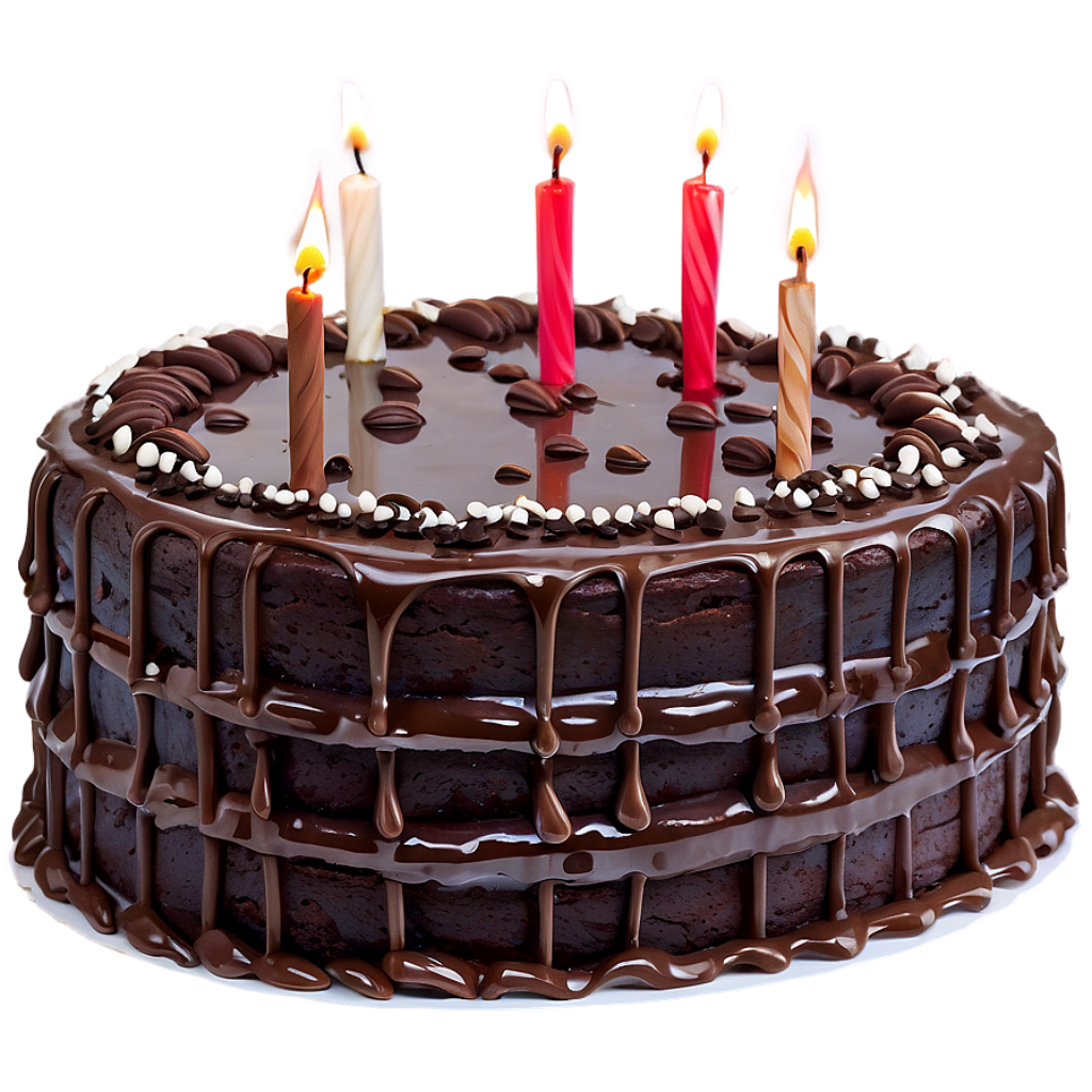 Festive Birthday Chocolate Cake with Candles & Drips Wallpaper