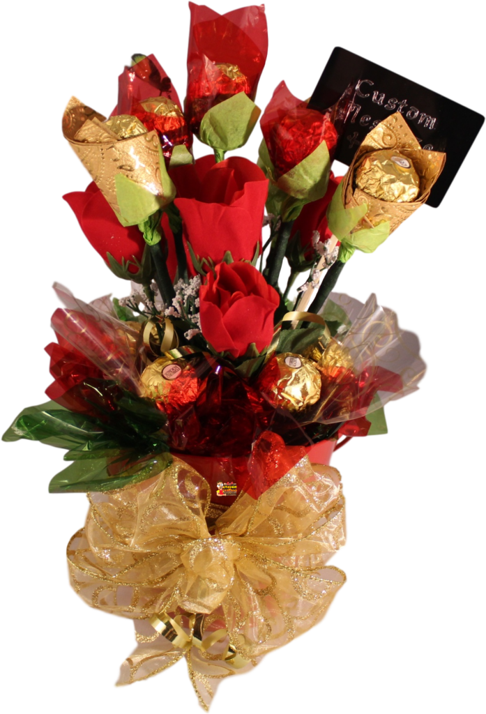 Elegant Gold Foil Chocolate Bouquet for Special Occasions Wallpaper