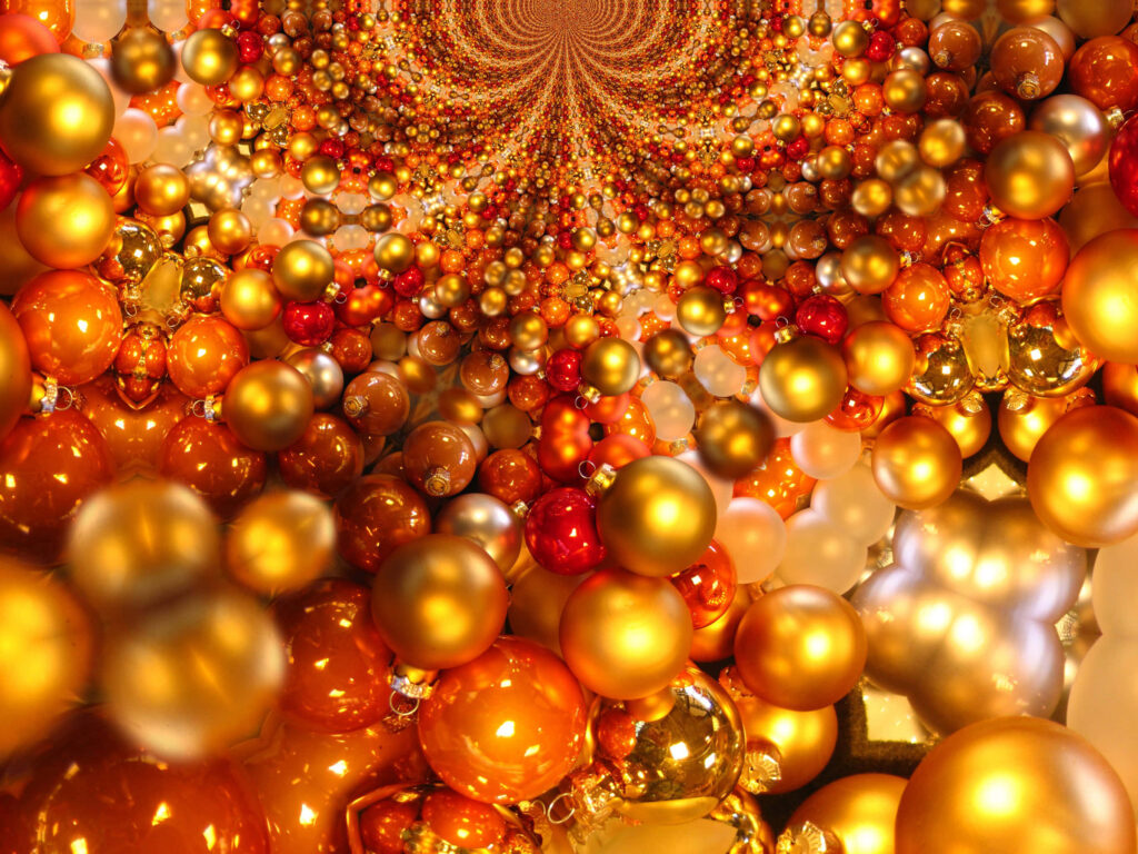 Vibrant Wallpaper: Intricate Red & Golden Christmas Balls Background