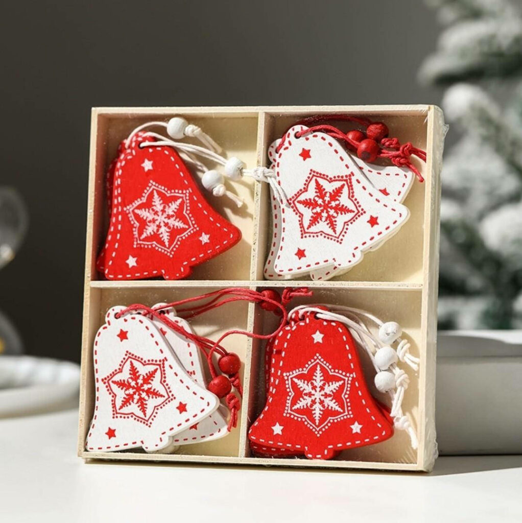 Festive Red & White Christmas Bells Wallpaper for Holiday Charm