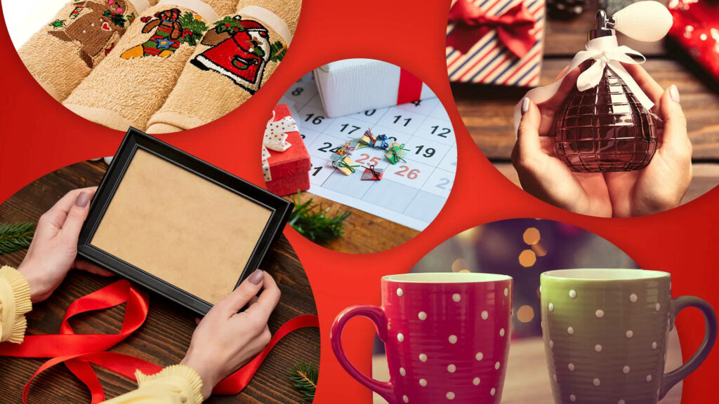 Cheerful Christmas Collage Wallpaper: Cozy Decor & Festive Vibes