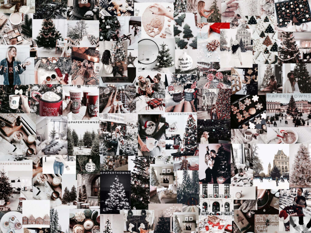 Festive Christmas Collage Wallpaper: Cozy Holiday Aesthetic