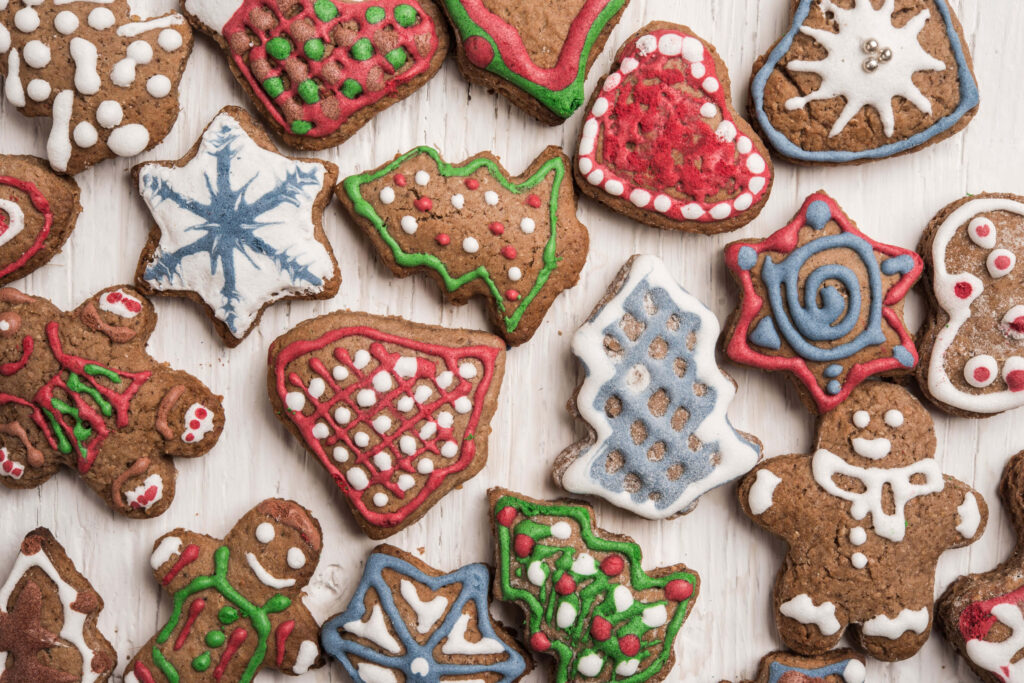 Cheerful Christmas Cookies Wallpaper: Festive Icing Designs