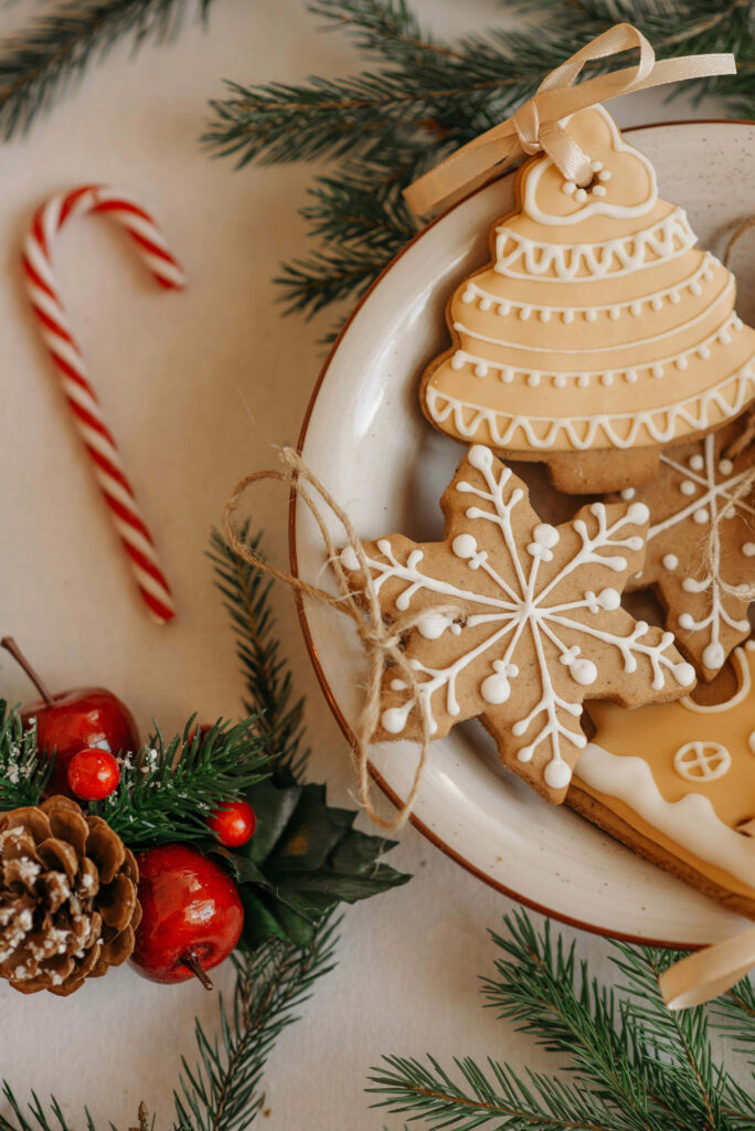 Festive Christmas Cookies Wallpaper: Cozy Holiday Background