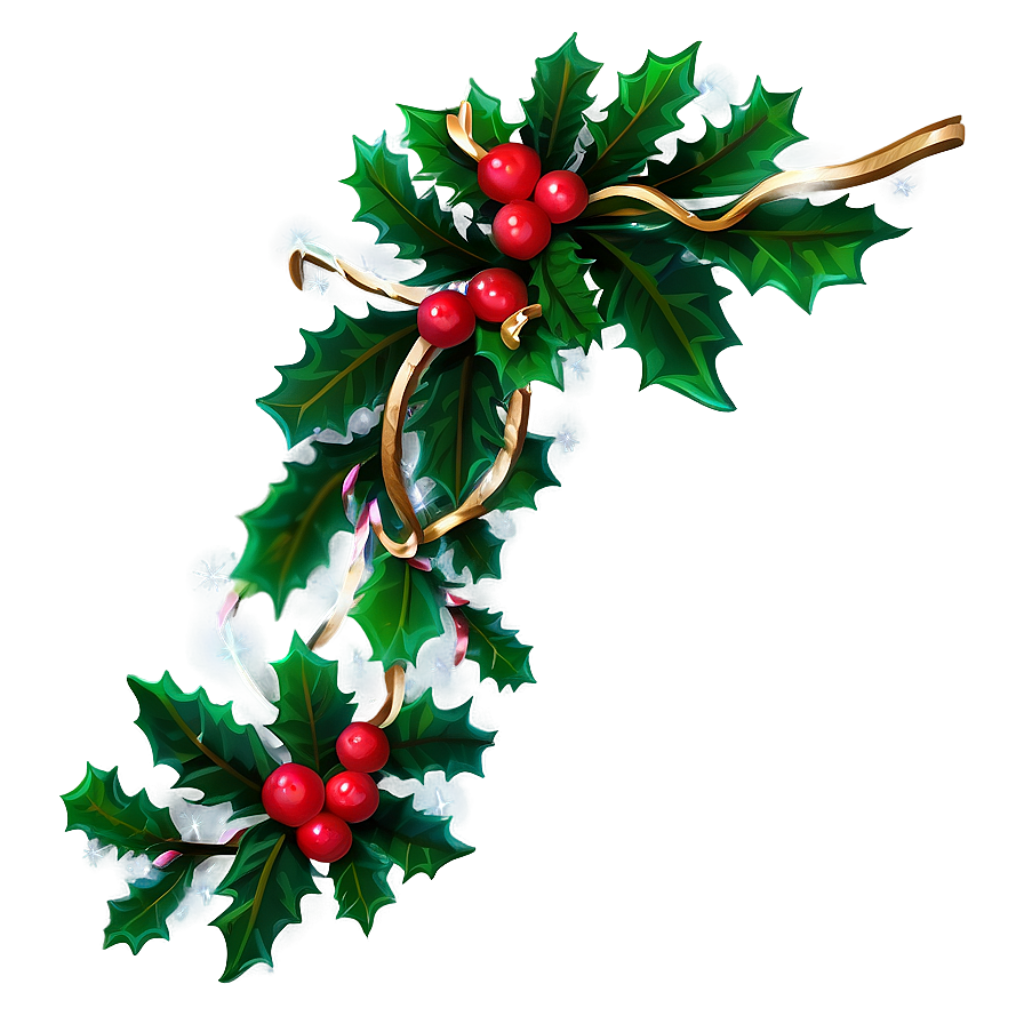 Festive Christmas Garland Wallpaper with Holly, Berries & Ribbons