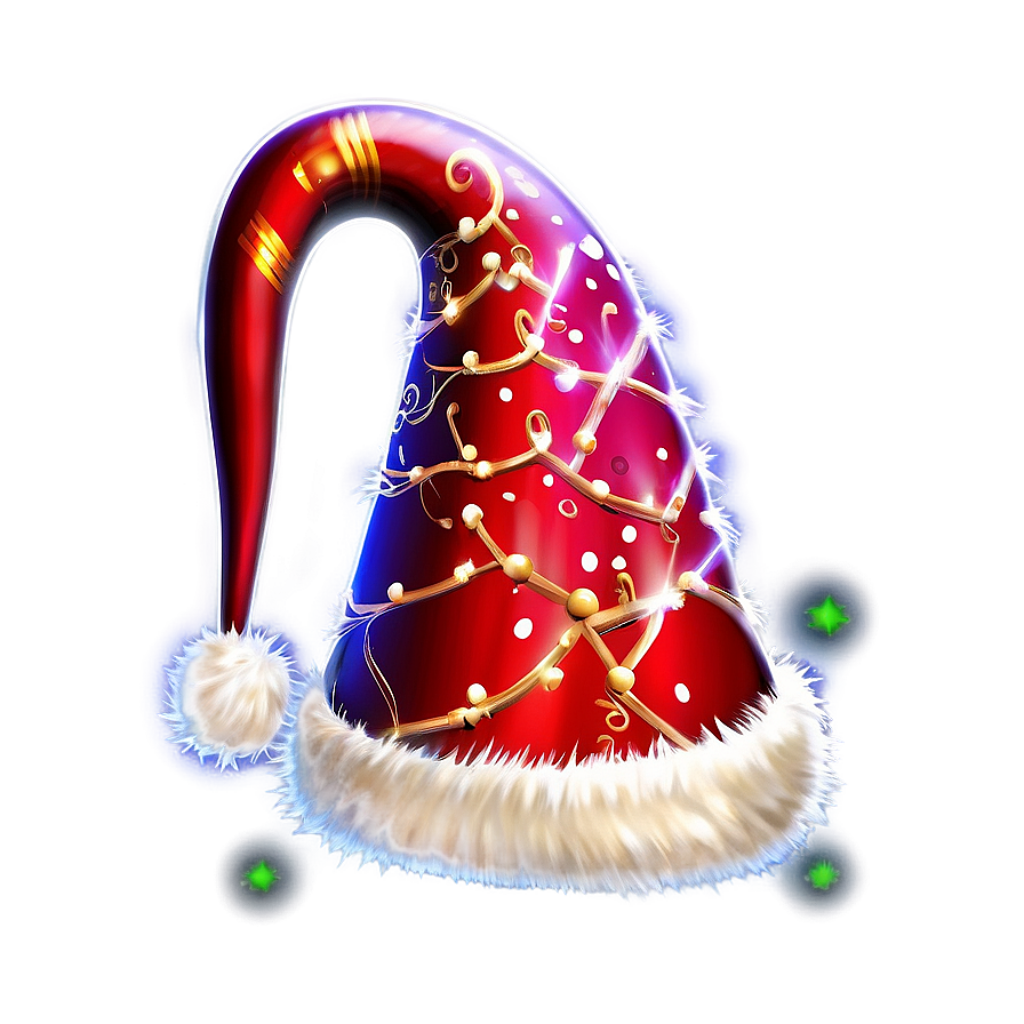 Festive Christmas Hat with Gold Patterns & Lights on Soft Background Wallpaper