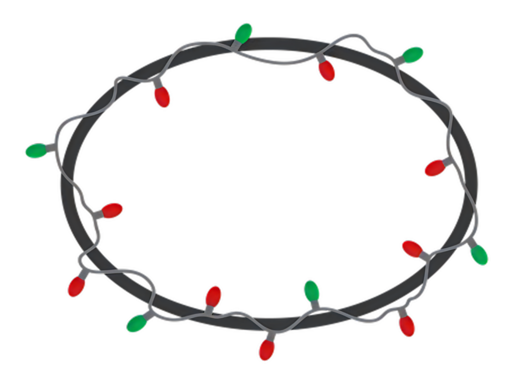 Festive Christmas Lights Oval Frame Wallpaper for Holiday Designs