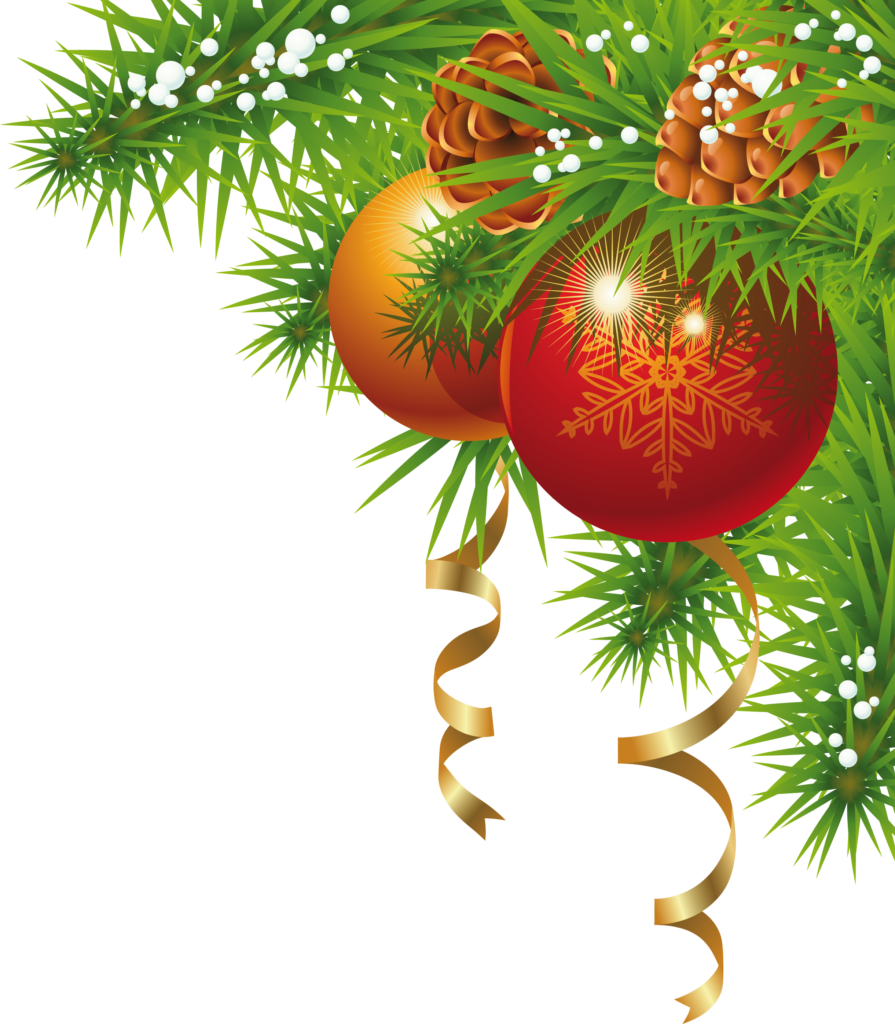 Festive Christmas Ornaments on Pine: Holiday Wallpaper Background