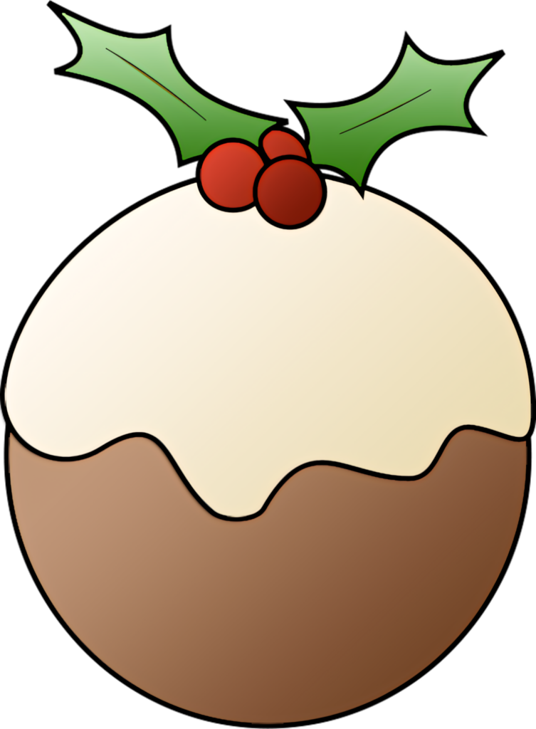 Festive Christmas Pudding Clip Art with Holly - Holiday Wallpaper