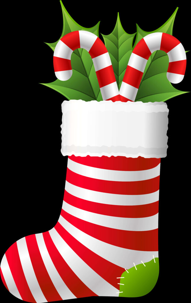 Vibrant Christmas Stocking Wallpaper with Candy Canes & Greenery