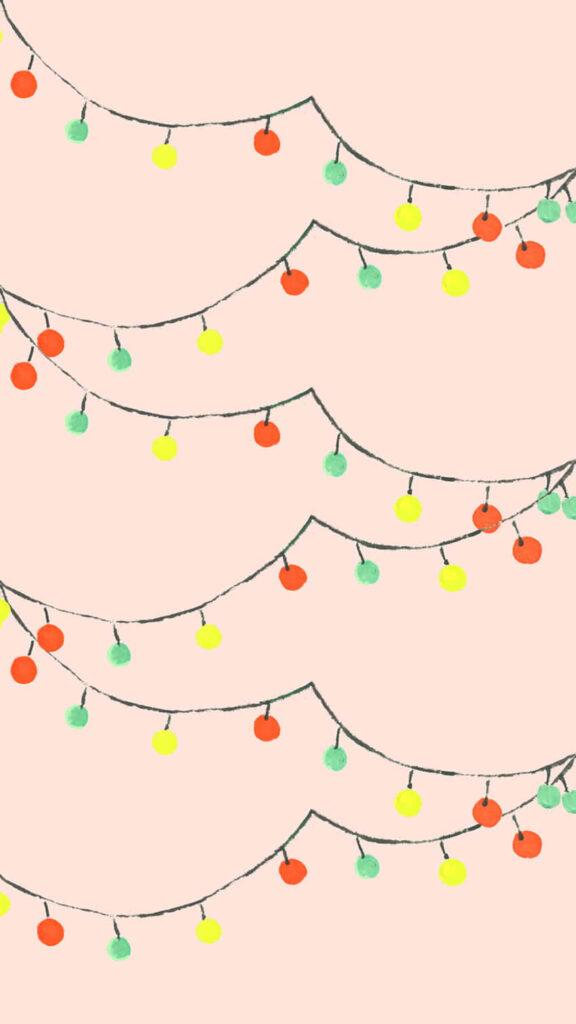 Cozy Christmas String Lights Wallpaper: Festive Pink Background
