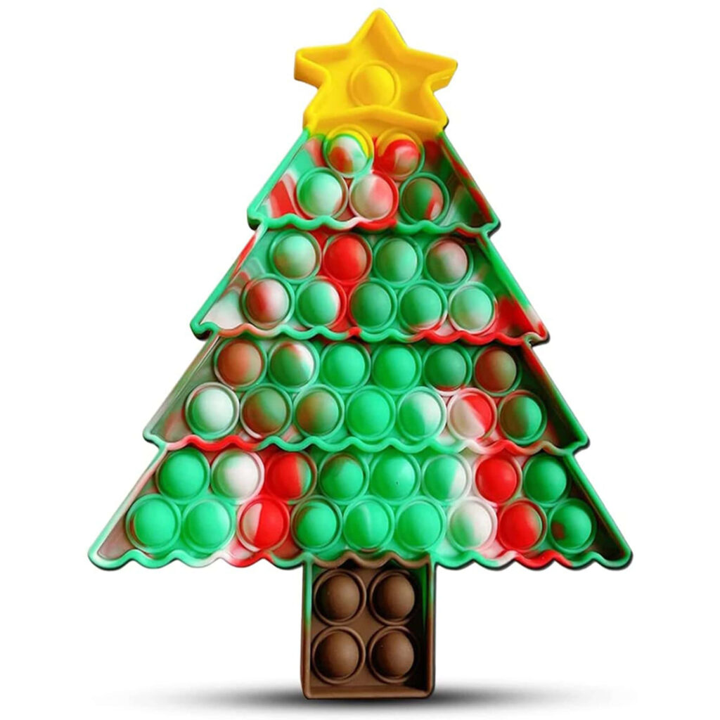 Colorful Christmas Tree Pop It Wallpaper with Star & Bubbles