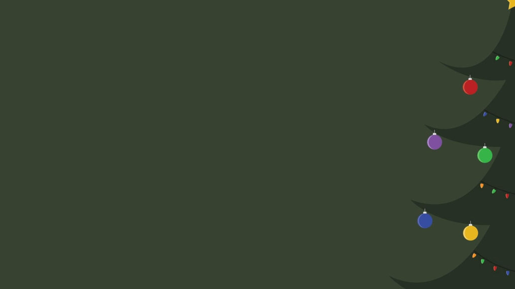 Colorful Christmas Tree Silhouette Wallpaper on Deep Green Background