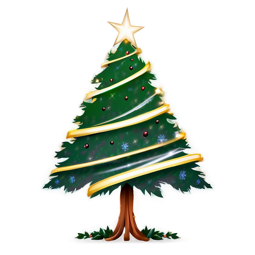 Festive Christmas Tree Silhouette with Star & Ribbons - Holiday Wallpaper