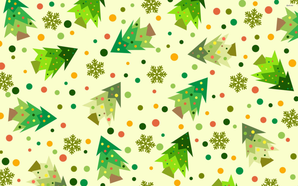 Festive Christmas Tree Wallpaper with Snowflakes & Colorful Dots