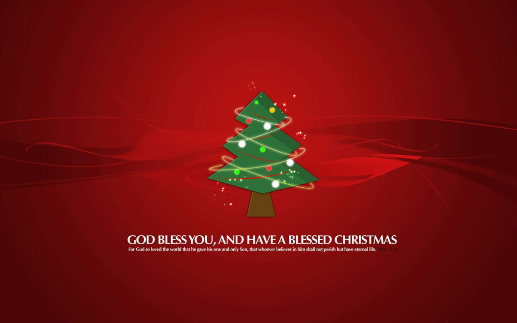 Festive Christmas Wallpaper: Decorated Tree & Heartfelt Blessings