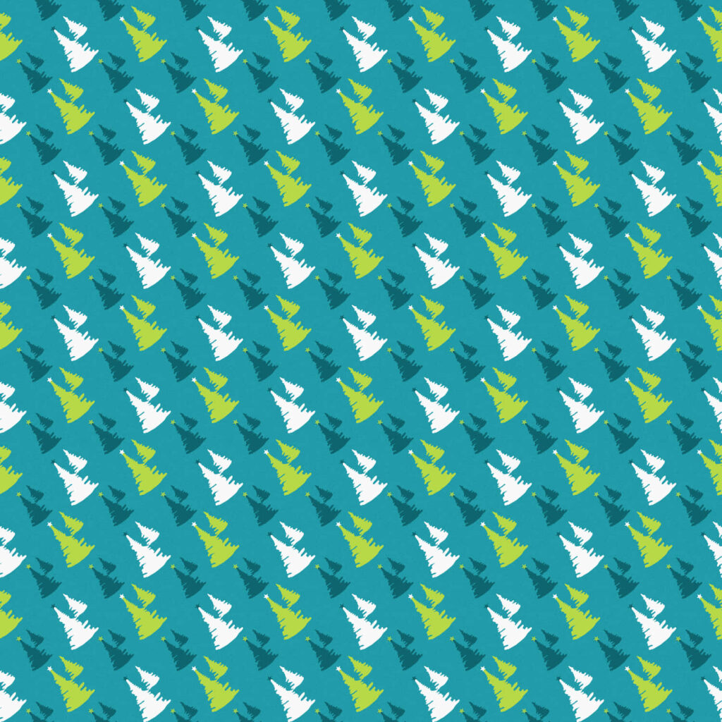 Cheerful Christmas Tree Wallpaper in Teal – Festive Holiday Design