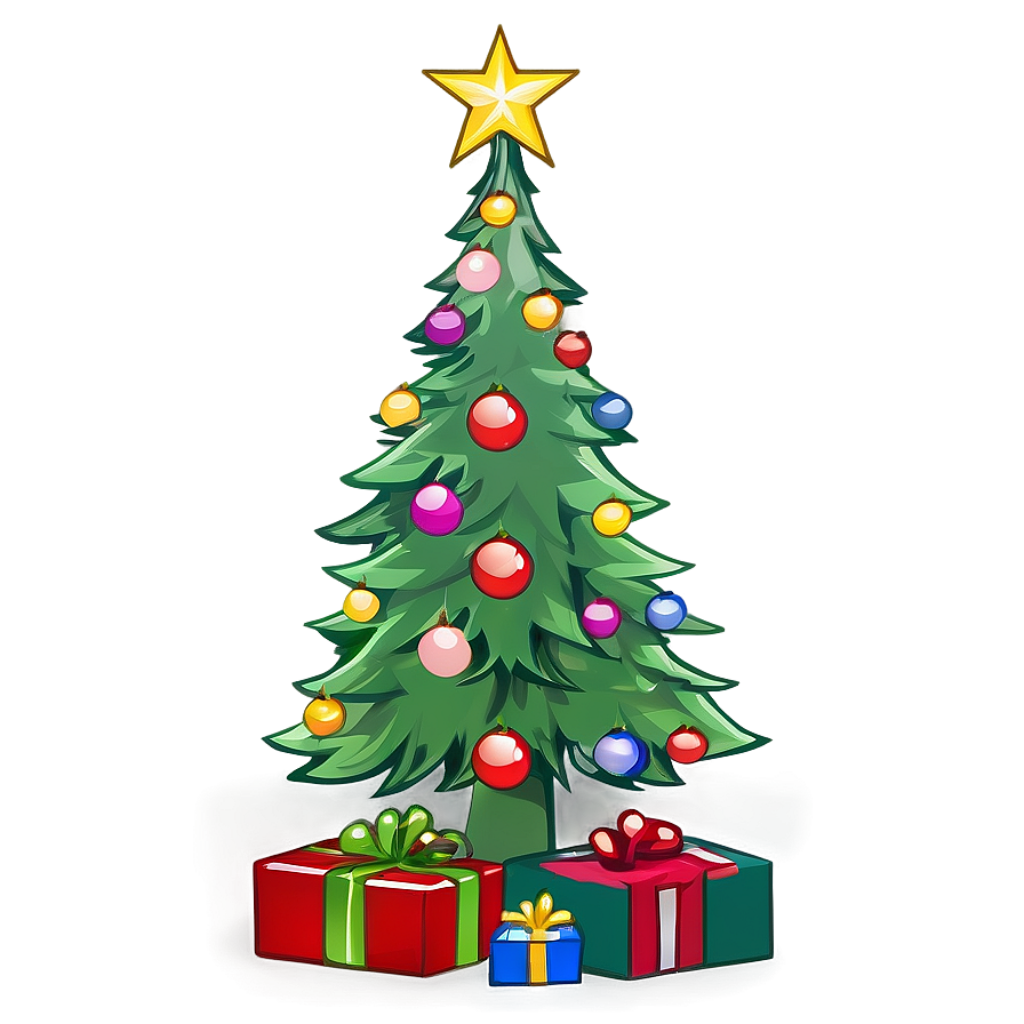 Festive Christmas Tree Wallpaper with Colorful Baubles & Gifts