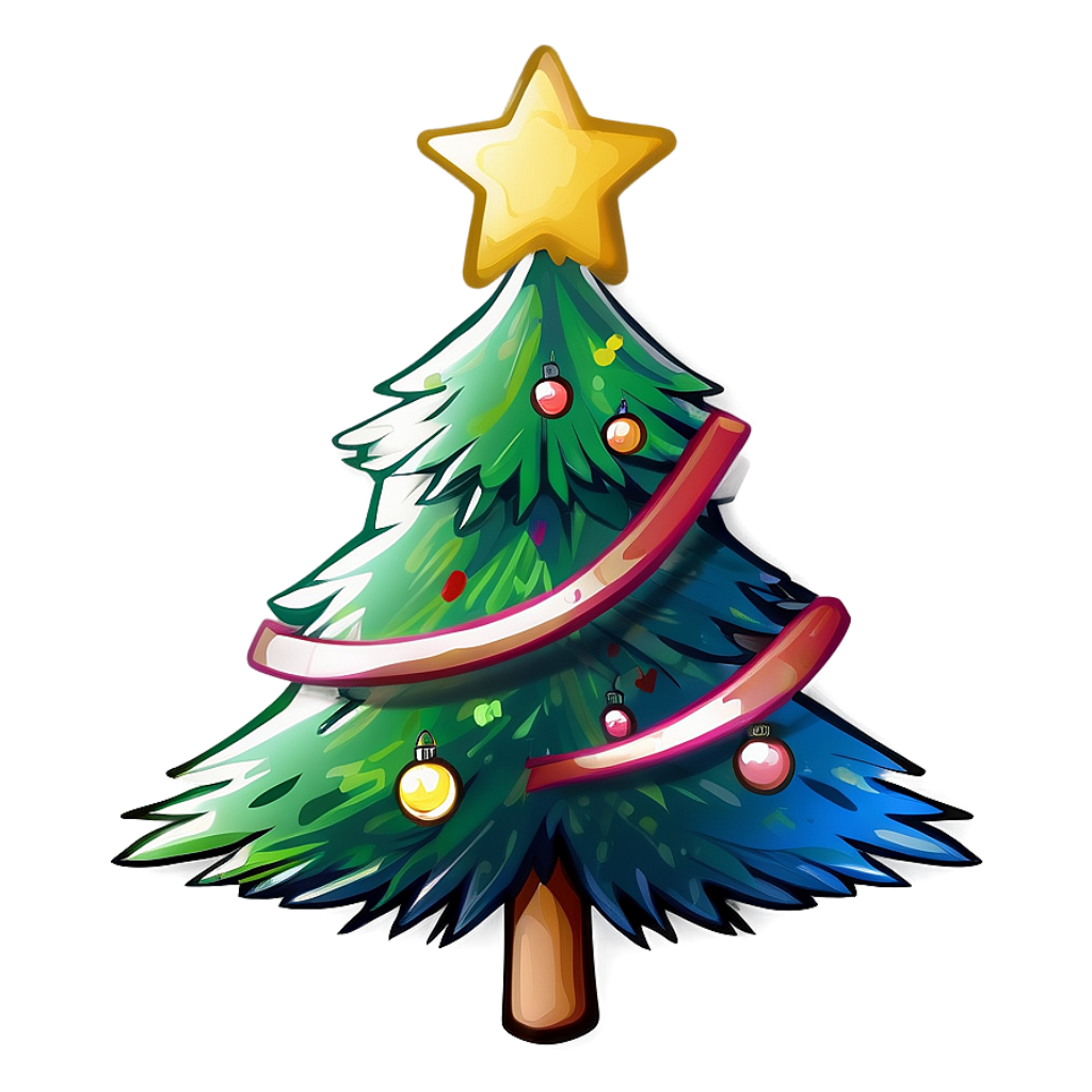 Festive Christmas Tree Wallpaper with Colorful Ornaments & Ribbons