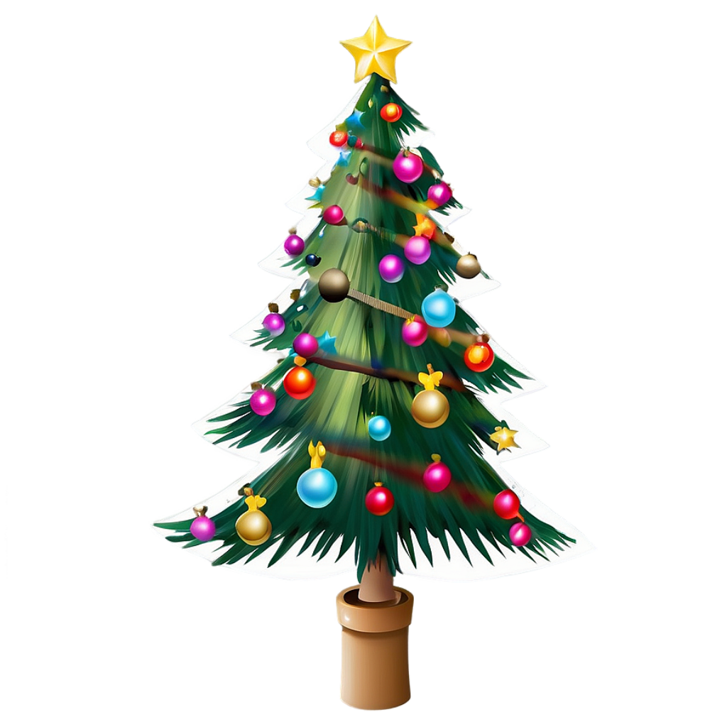 Festive Christmas Tree Wallpaper with Colorful Ornaments & Star