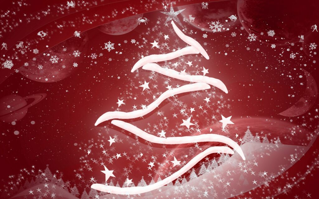 Festive Christmas Tree Wallpaper - Glittering Red Background