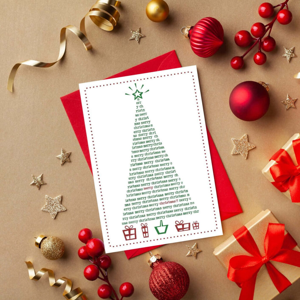 Handmade Christmas Tree Card Wallpaper: Holiday Cheer Background