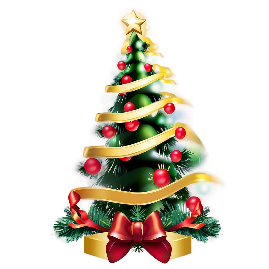 Cheerful Christmas Tree Wallpaper with Lights & Red Ornaments