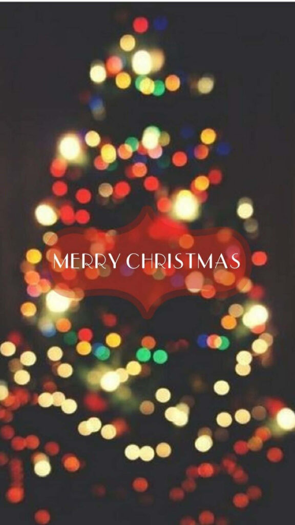 Festive Christmas Tree Wallpaper: Blurred Lights & MERRY CHRISTMAS