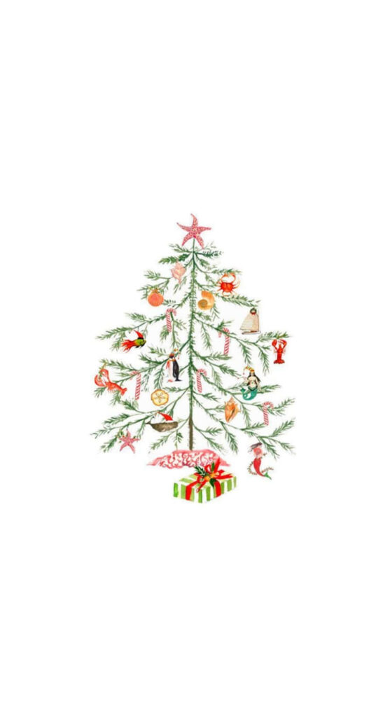 Festive Christmas Tree Wallpaper with Ornaments & Joyful Decor