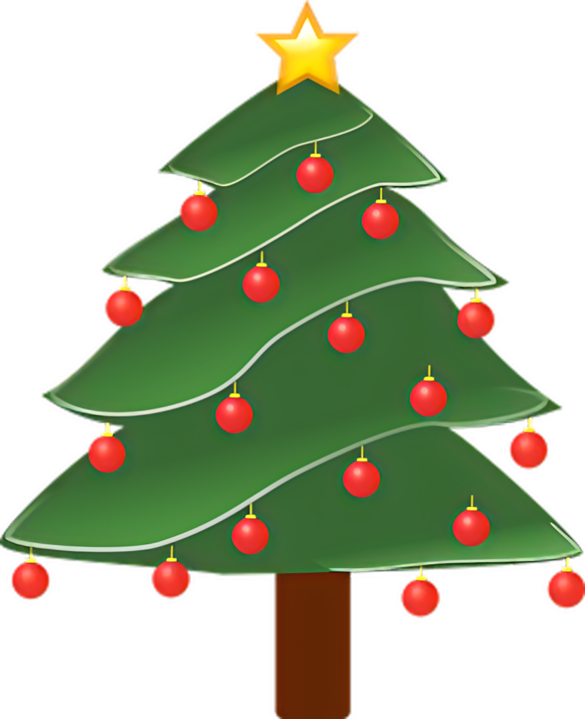 Vibrant Christmas Tree Wallpaper with Red Baubles & Star Decor