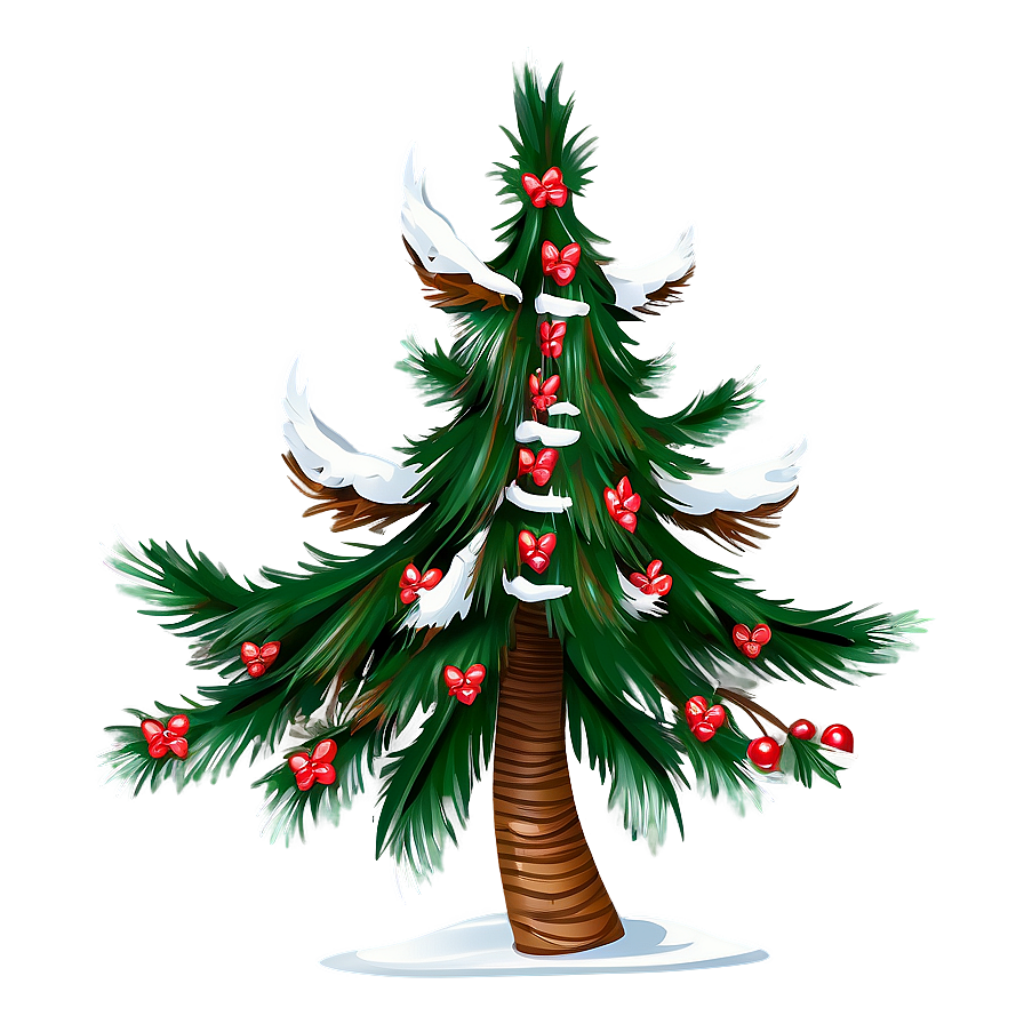 Beautiful Christmas Tree Wallpaper with Red Bows & Snow Accents