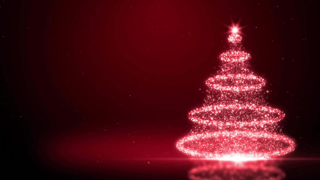 Vibrant Red Christmas Tree Wallpaper for a Festive Background