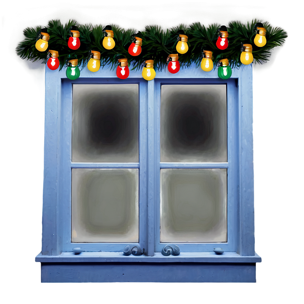 Festive Christmas Window Wallpaper with Colorful Lights & Greenery
