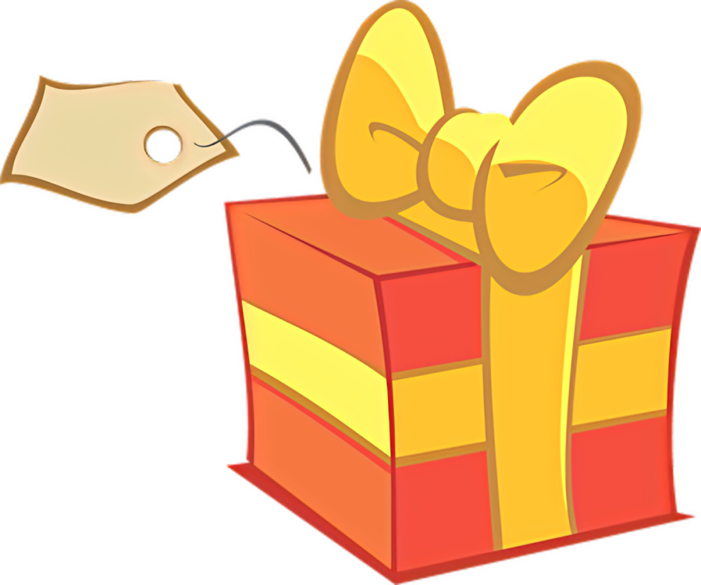 Festive Cartoon Red Gift Box Wallpaper with Yellow Bow - Christmas Joy