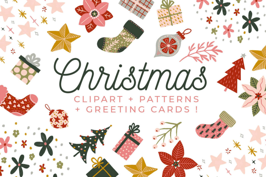 Cheerful Christmas Wallpaper: Stockings, Gifts, & Ornaments Design