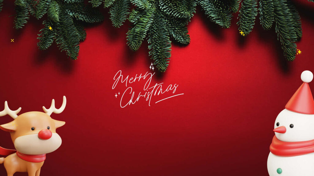 Festive Christmas Desktop Wallpaper: Cheerful Red & Green Design