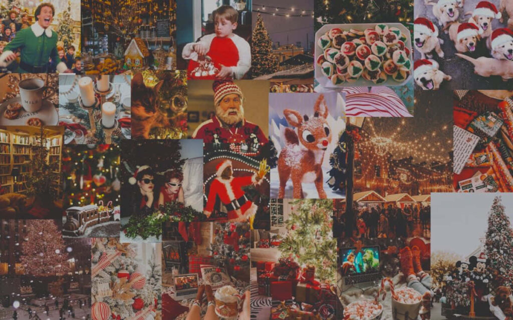 Joyful Christmas Wallpaper Collage: Festive Holiday Scenes & Decor