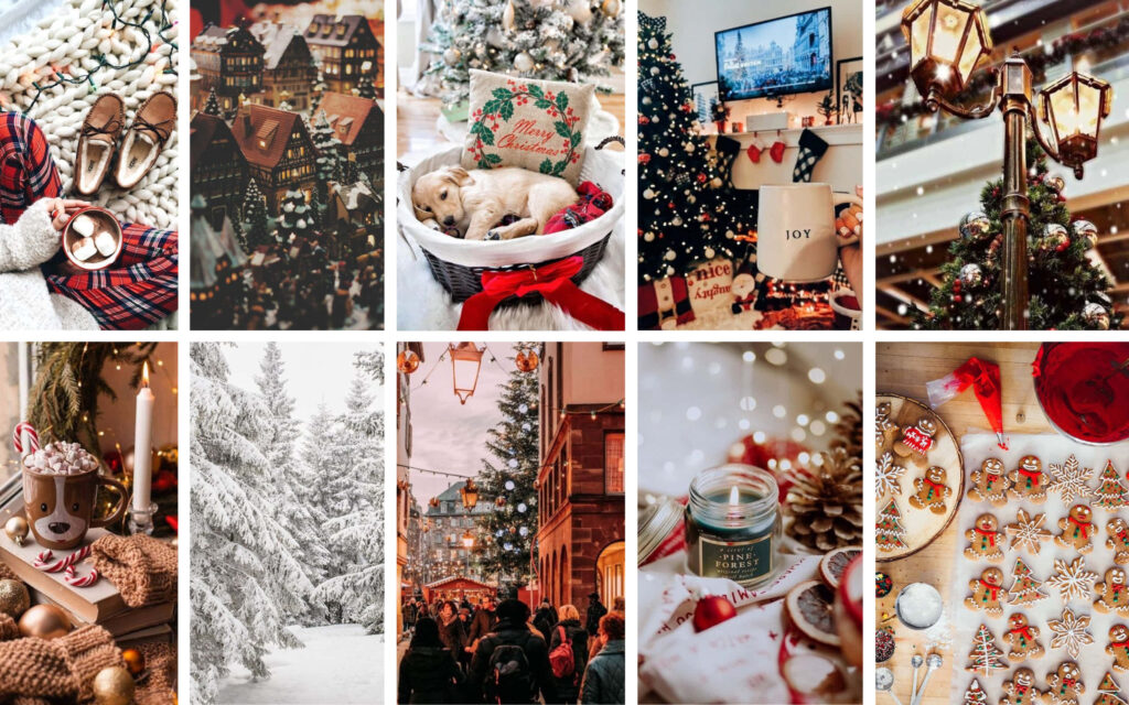 Festive Christmas Wallpaper Collage: Cozy Scenes & Holiday Cheer
